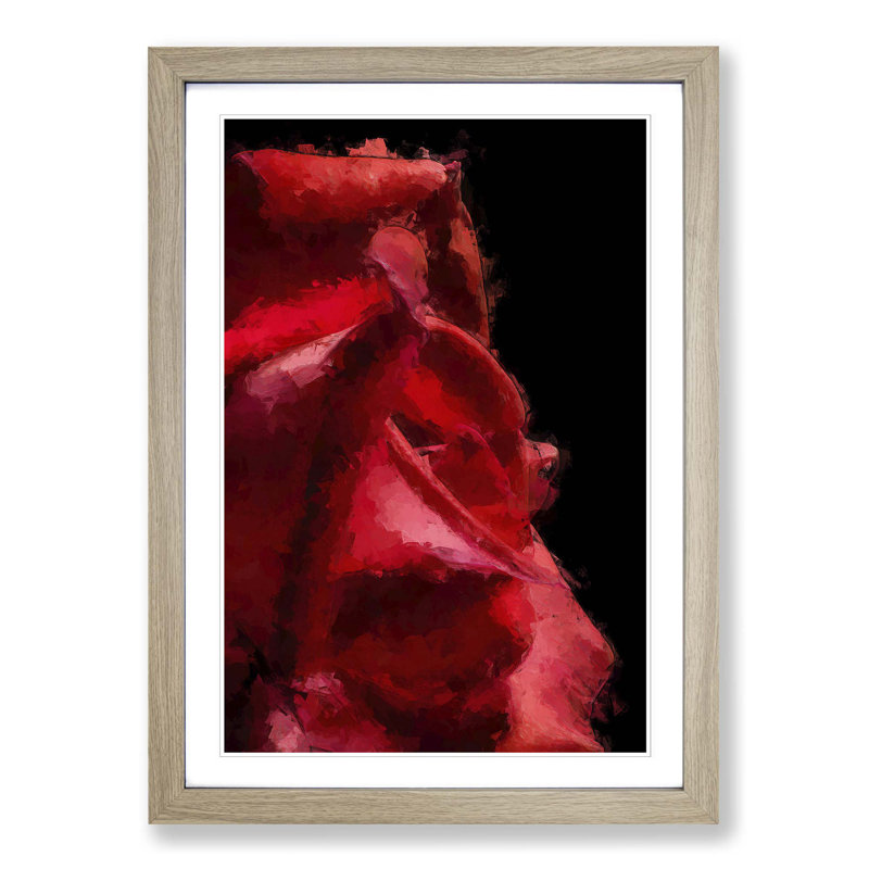 Petals of a Red Rose - Picture Frame Graphic Art Print, Oak Framed, 36cm H x 27cm W x 2cm D