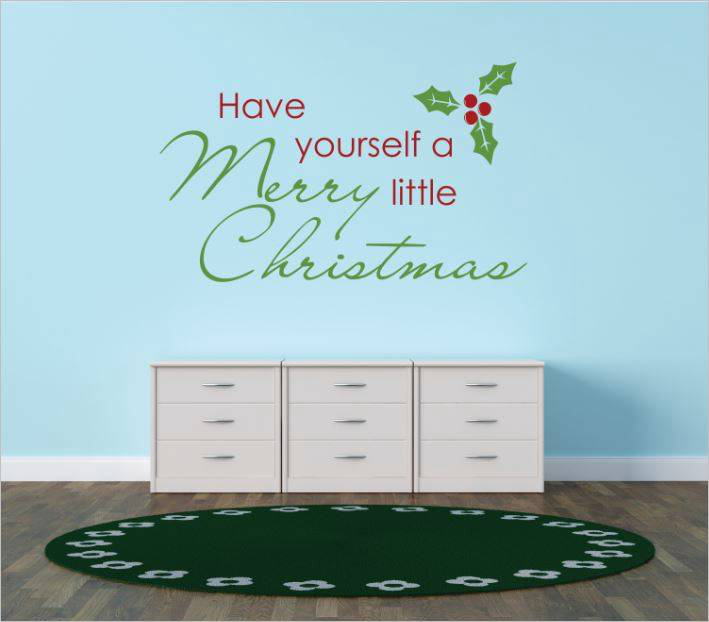 Décalcomanie murale joyeux little christmas, H 16 po x l 20 po x P 0,16 po
