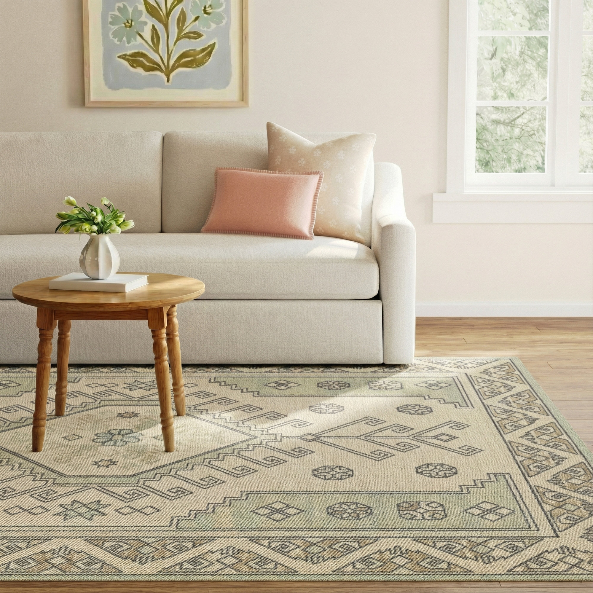Aldona Sage/Beige Rug, Rectangle 7'9" x 9'10"