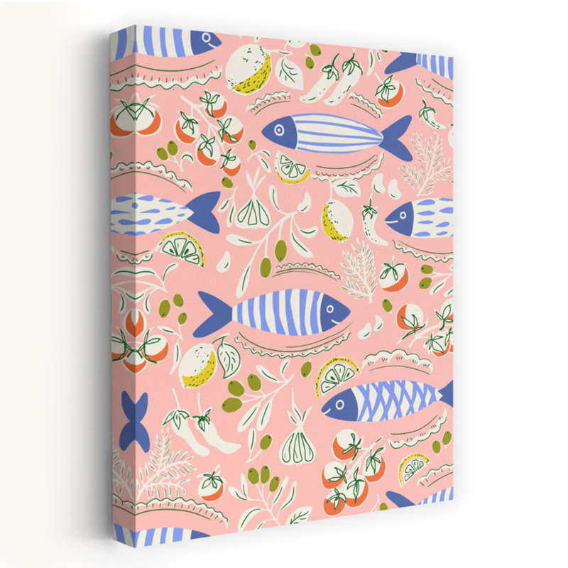 Art mural fantaisiste, poisson de cerise, 60" H x 40" W