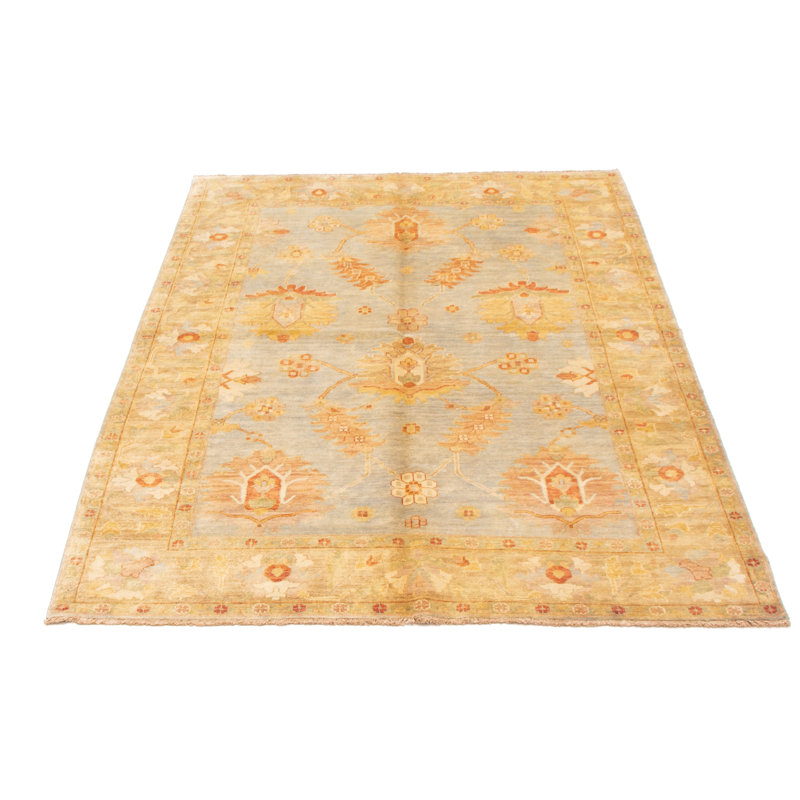 Tapis oriental brun en laine noué à la main 6 pi 1 po x 8 pi 7 po Peshawar