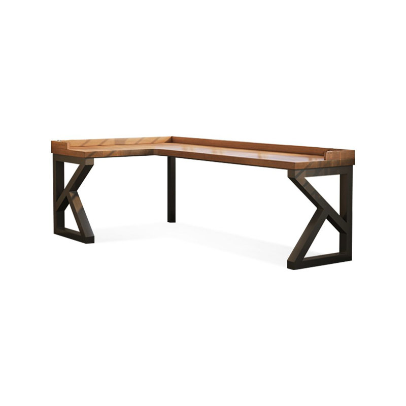 Walnut L-Shaped Solid Wood  desk, 29.53" H x 78.74" W x 47.24" D, Left Hand Return