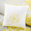 Édredon très grand imprimé en coton - gris taupe / jaune, 2 taies décoratives, literie en coton, rembourrage, coussins brodés