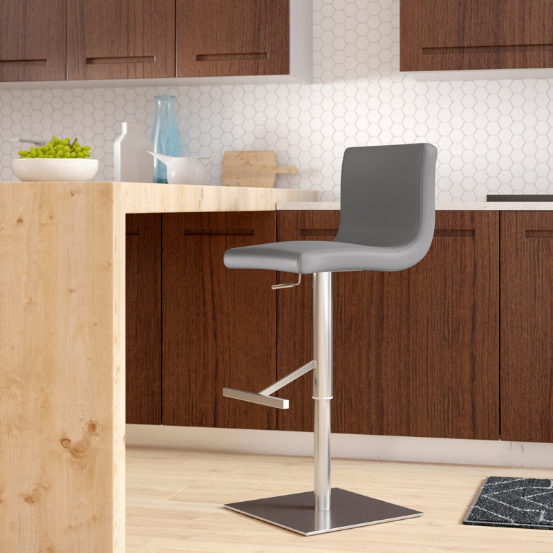 Folkston Upholstered Adjustable Height Counter Stool, Grey