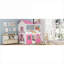 Lit plateforme simple en bois massif avec lit superposé simple avec tente et rebord de fenêtre pour chambre d'enfant, rose et blanc doux