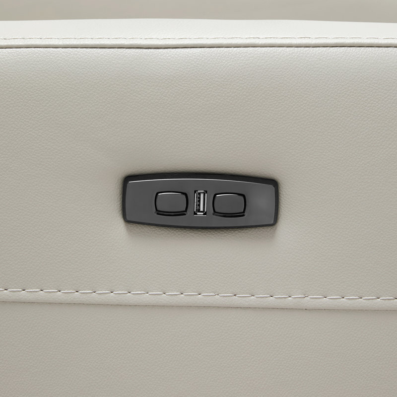  Fauteuil inclinable électrique pivotant en cuir véritable avec port USB Will, Ivoire ivoire