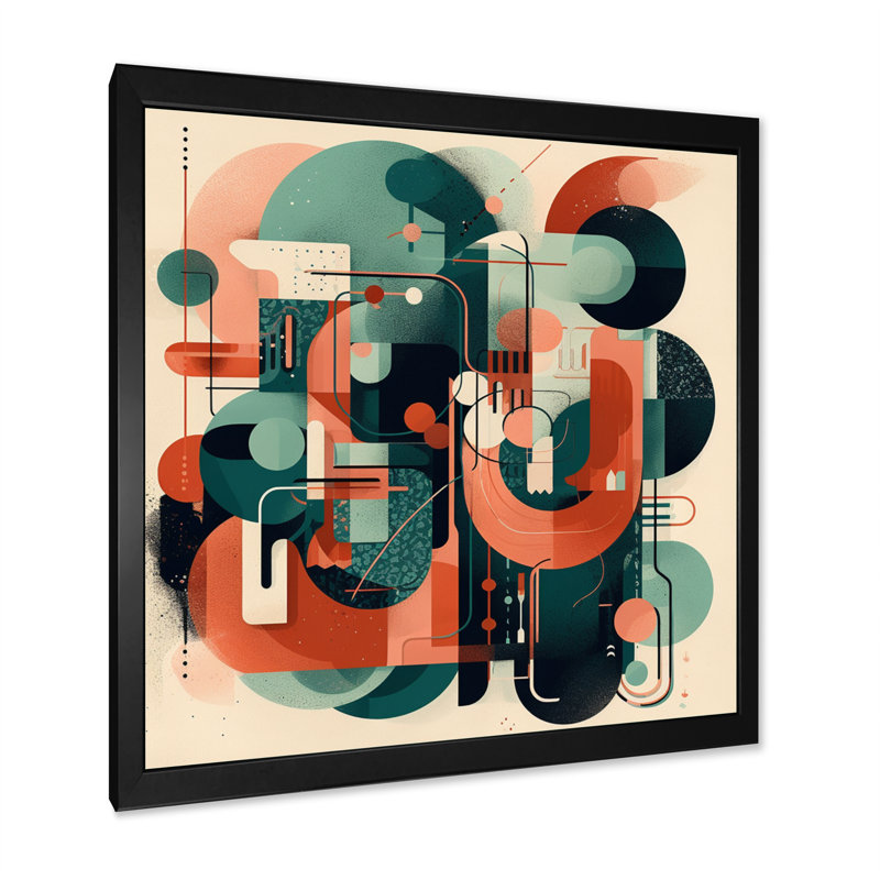 Colours of Progress I - Modern Midcentury, impressions sur toile, H 36 po x l 36 po x P 1,5 po, Cadre photo noir
