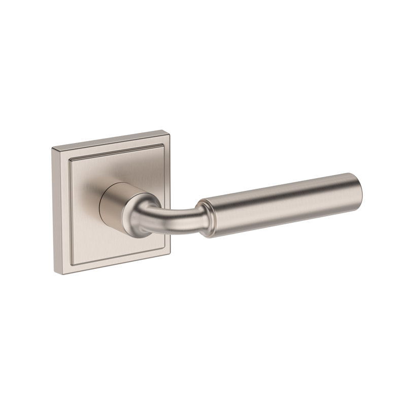 La Conner Half Dummy Lever with Stepped Square Rose in Lifetime (PVD) Polished Nickel, Satin Nickel
