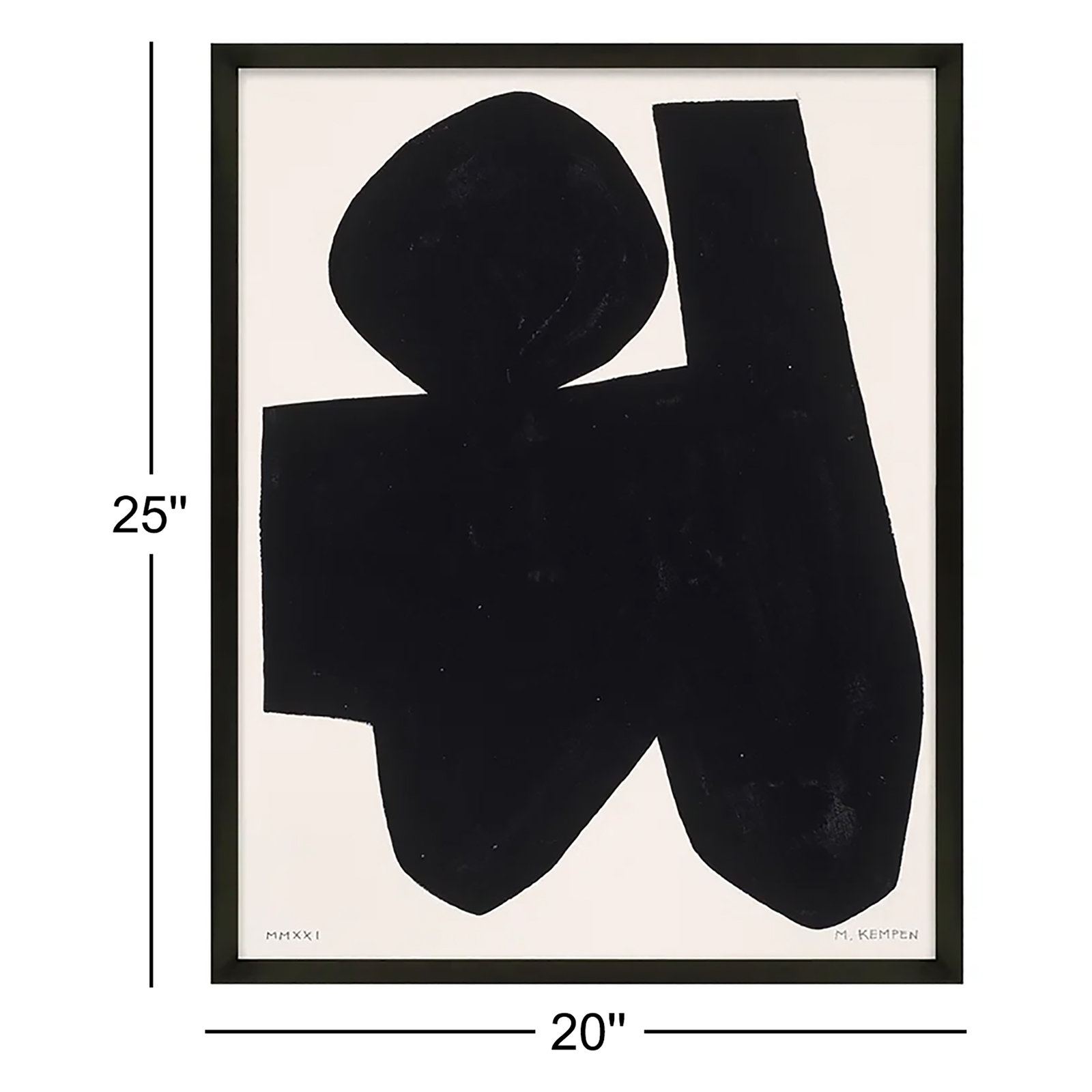 Shauna "Module on White" 3-Piece Painting Set, 25" H x 20" W x 1.25" D, Black