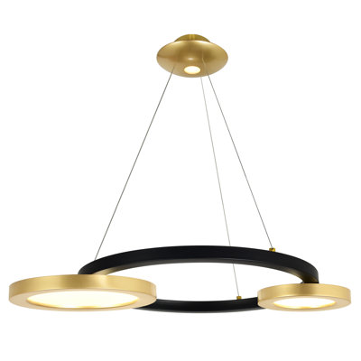 29'' LED Chandelier with Sun Gold & Black Finish – For Dining Room, Living Room, Entryway – Integrated LED – Ambient & Direct Lighting with Sculptural Appeal