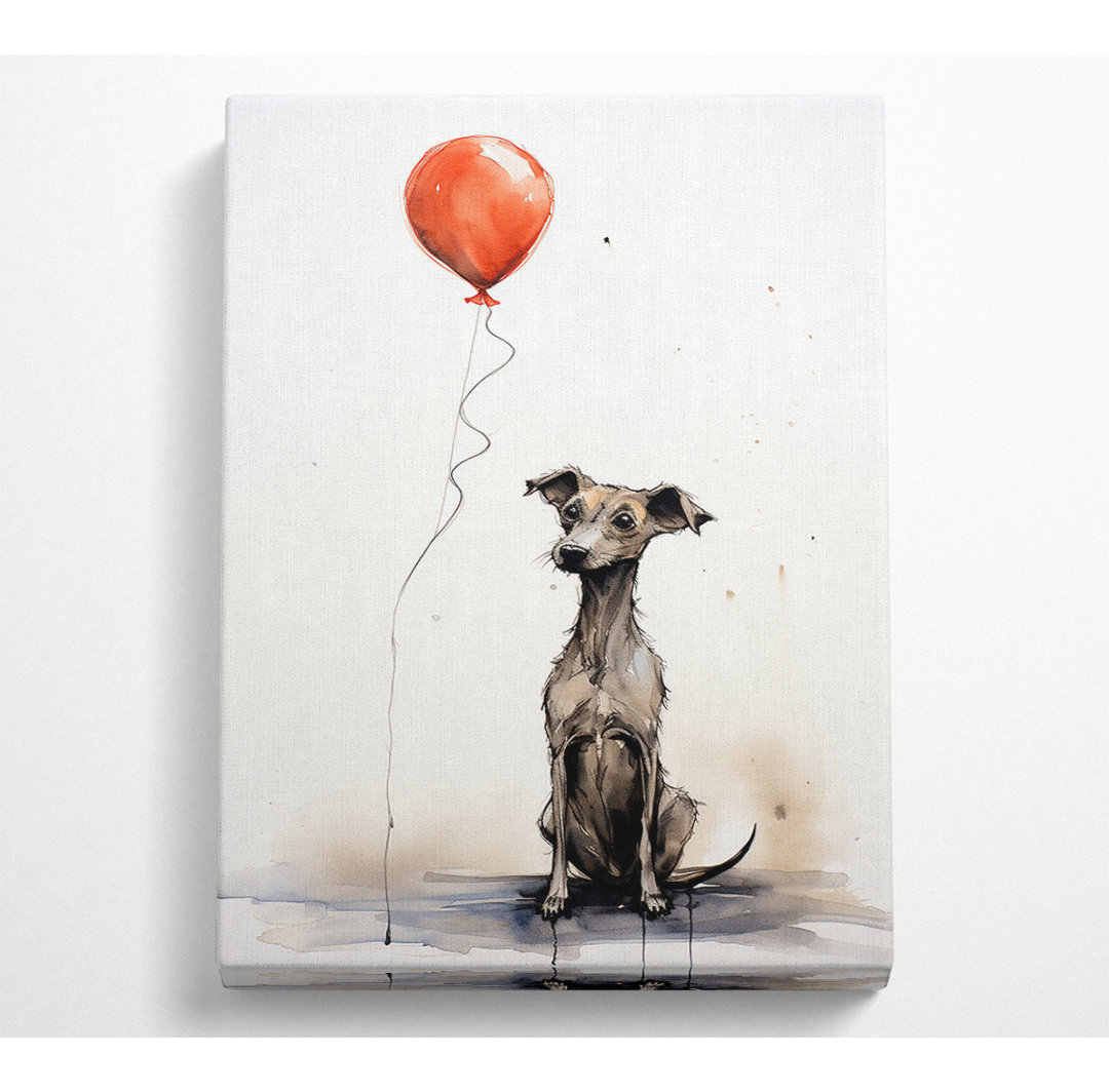 Hund Roter Luftballon - Druck