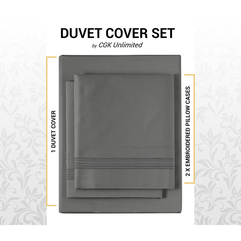 Microfiber Clear Duvet Cover Set with Pillow Shams, King Duvet Cover Set + 2 Standard Pillowcases