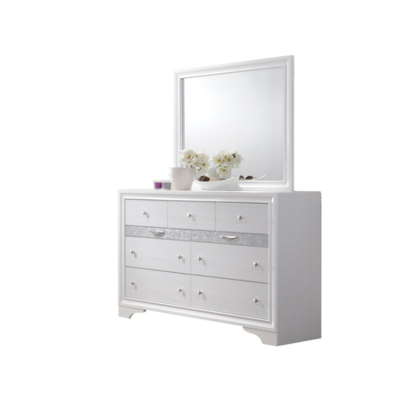 Commode 7 tiroirs Matrix Traditional en bois blanc