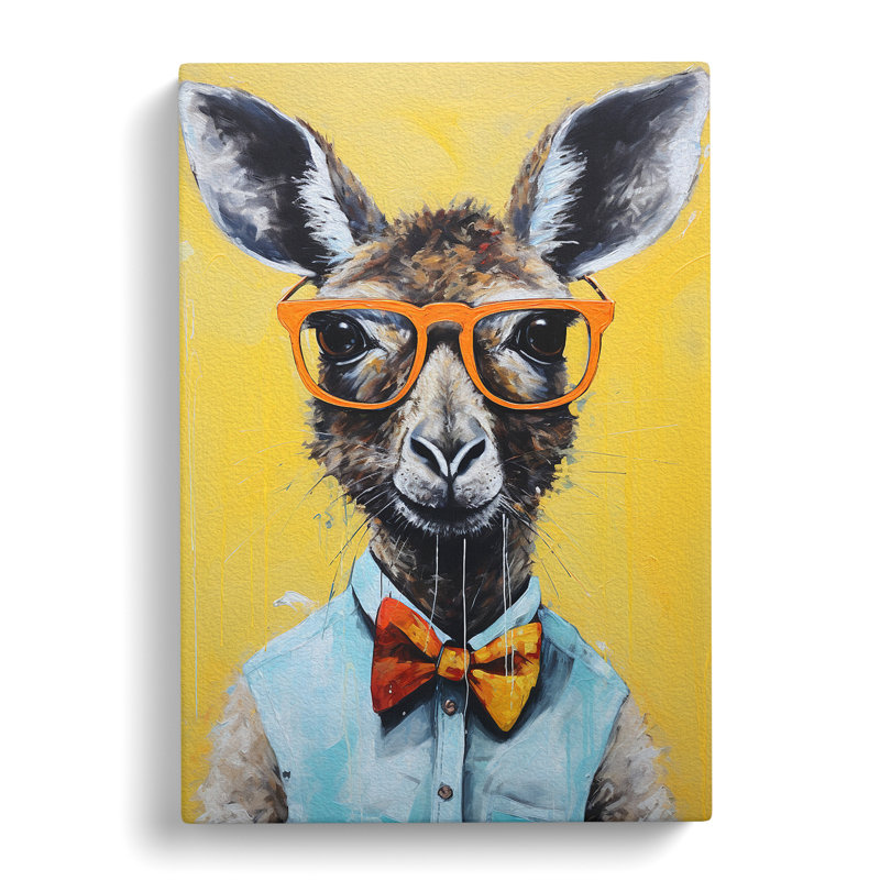 Kangaroo With Glasses - No Frame Print, 50cm H x 35cm W x 3cm D