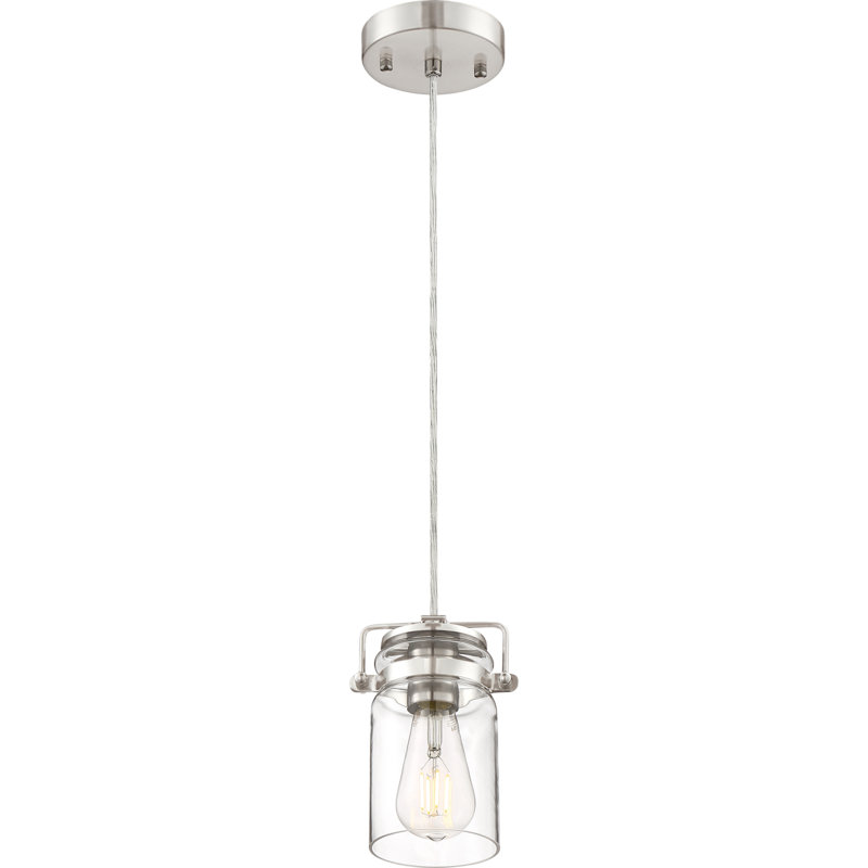 Luminaire suspendu en pot 1 lumière Malaki, Nickel brossé