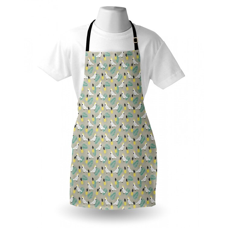 Polyester Aprons, Waterproof Flowers Birds Print Kitchen Apron For