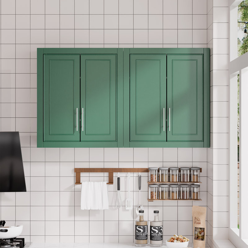 Armoire de cuisine murale 26 po H avec tablettes réglables, L 44 po x H 26 po, Forest Green