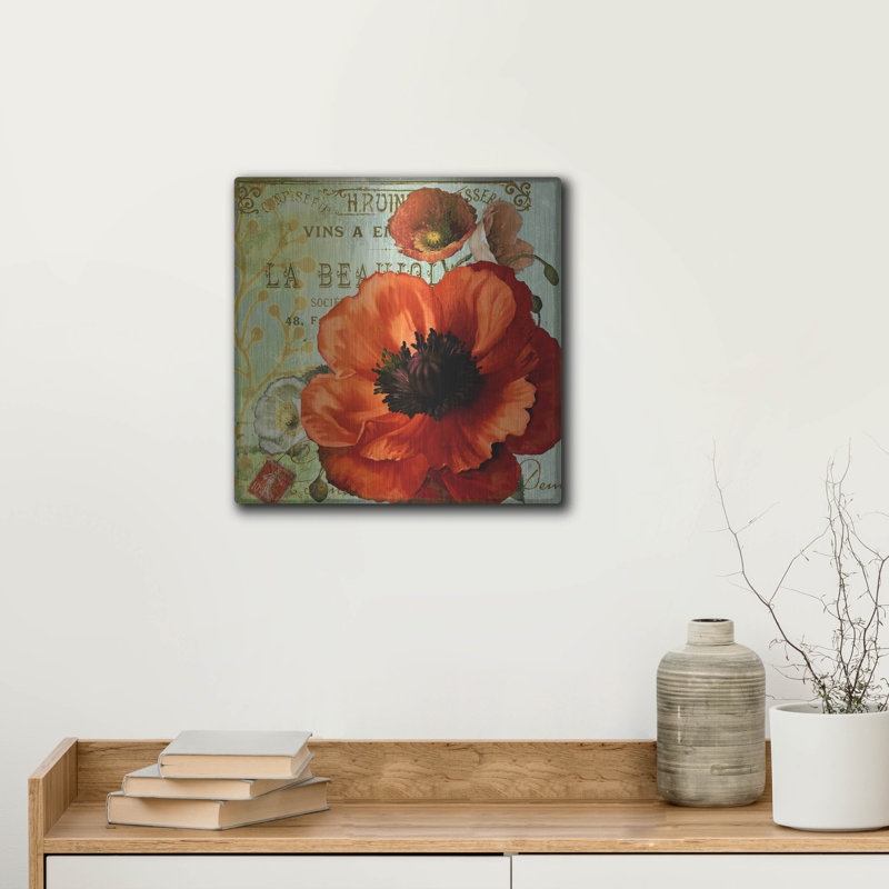 Winston Porter «Rouge From The Garden 3» par Art Licensing Studio, art mural en métal, H 12 po x l 12 po