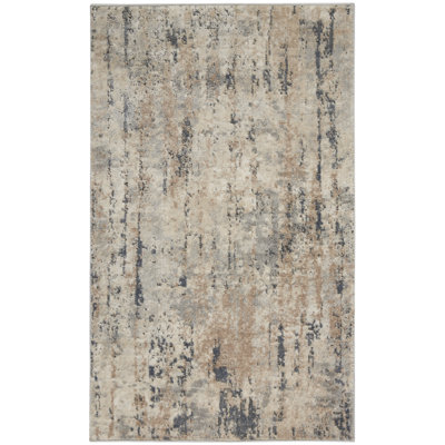 Tapis beige antidérapant tissé à la machine à motif abstrait beige
