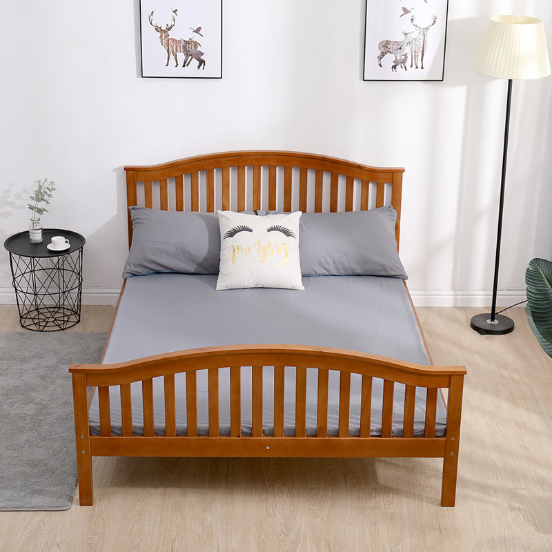 Zanesville UK Double - DE 135 X 190 Cm Solid Wood Bed