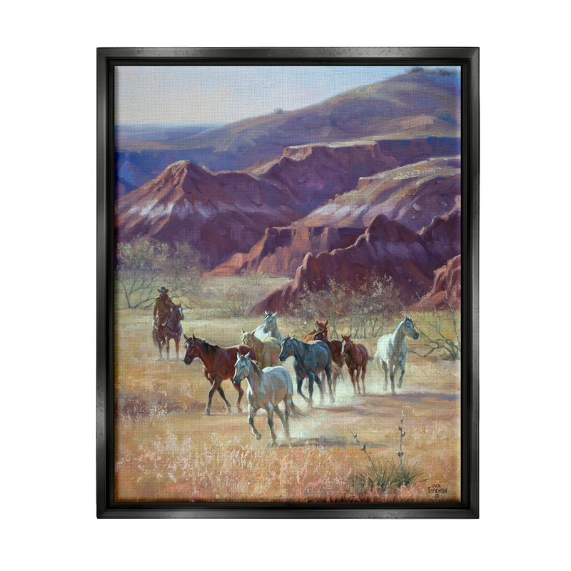 «Millwood Pines Horses In Canyon Landscape», art mural sur toile flottante par Jack Sorenson, H 31 po x l 25 po x P 1,7 po