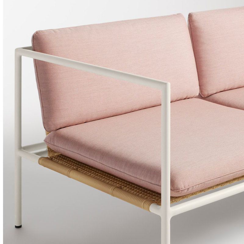 Dog Days Outdoor 3 Seat Sofa, Sunbrella Blush, White