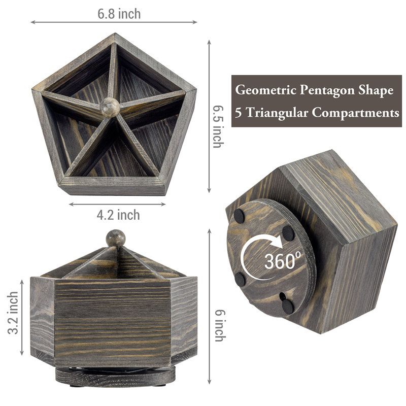 5 Compartment Solid Wood Pen Holder
