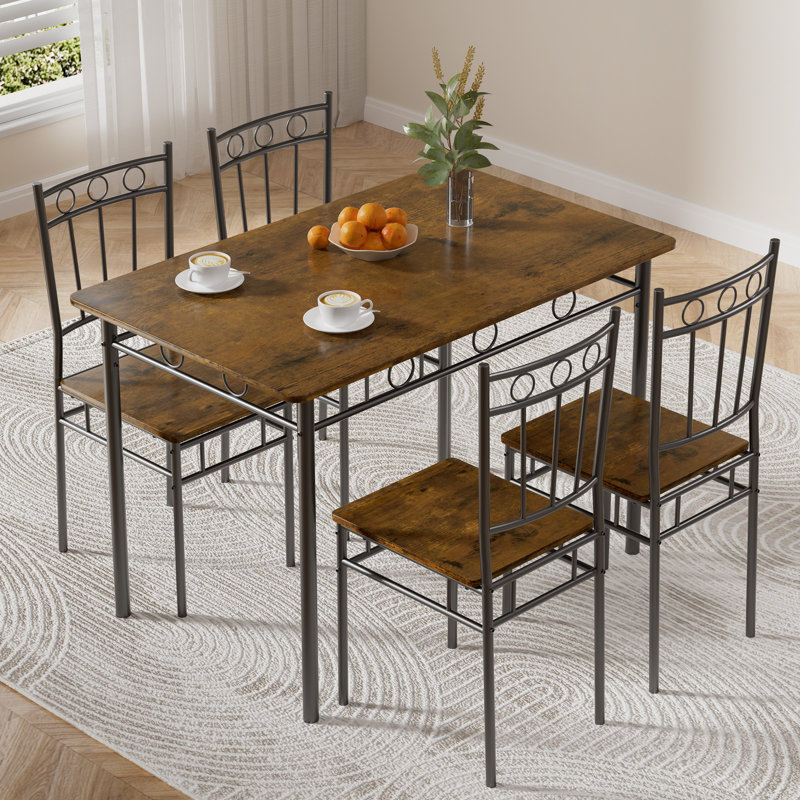 5 - Piece Dining Set,Kitchen Table And Chairs, Rectangular Dining Room Table Set With 4 Chairs, Space-Saving Kitchen Table Set For Small Space,Dinette,Apartment