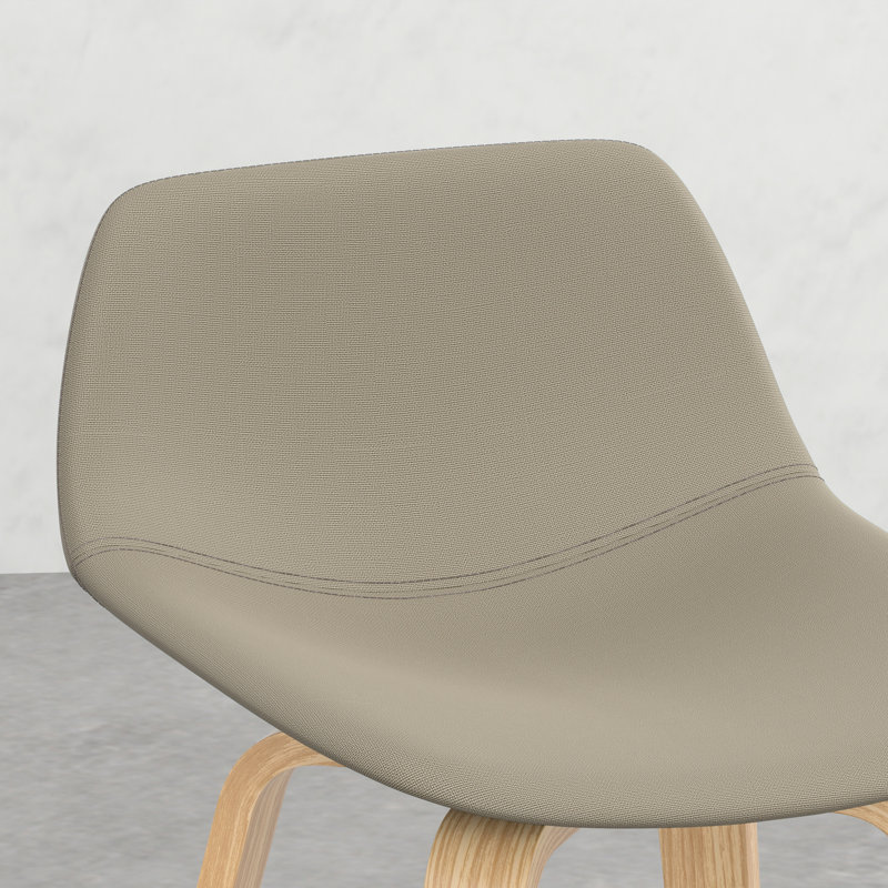 2 tabourets rembourrés de mousse avec placage en bois naturel et cadre moderne de style Mid-Century
