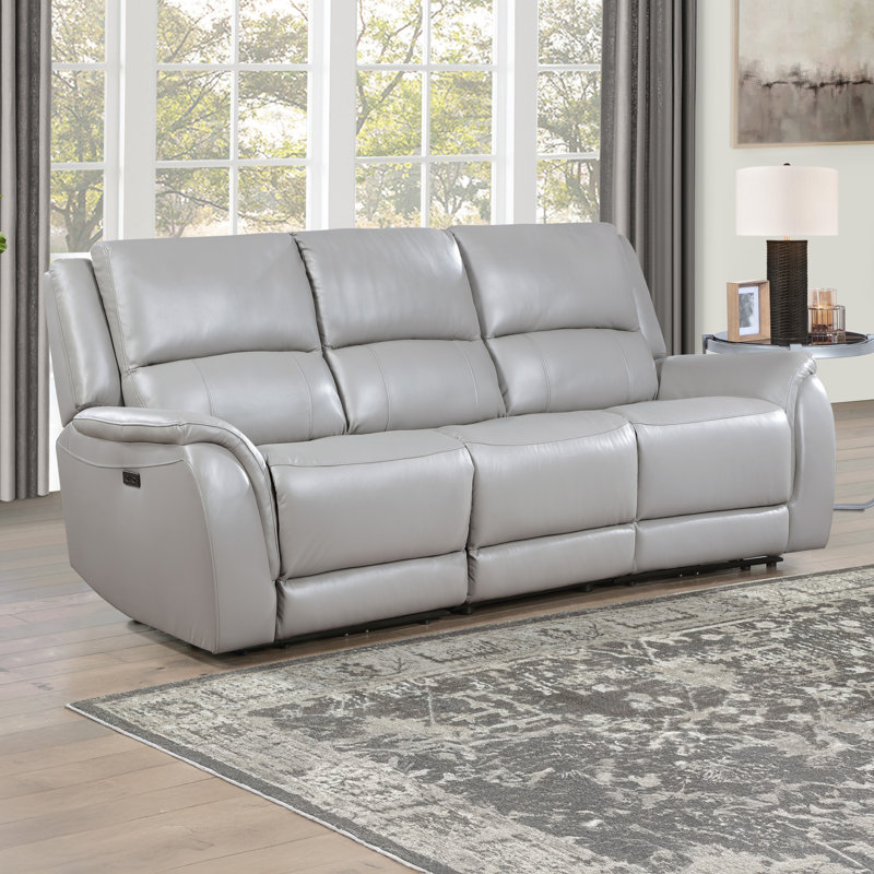 Alexandria Leather Power Reclining Sofa, Stone