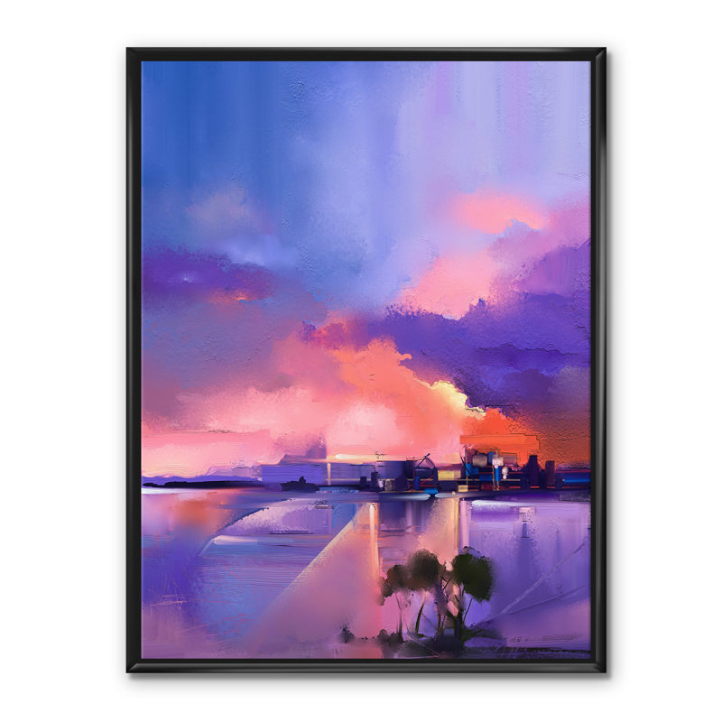 «Sky Abstract Landscape II», reproduction d'art sur toile, H 40 po x l 30 po x 1,5 po, Toile avec cadre noir