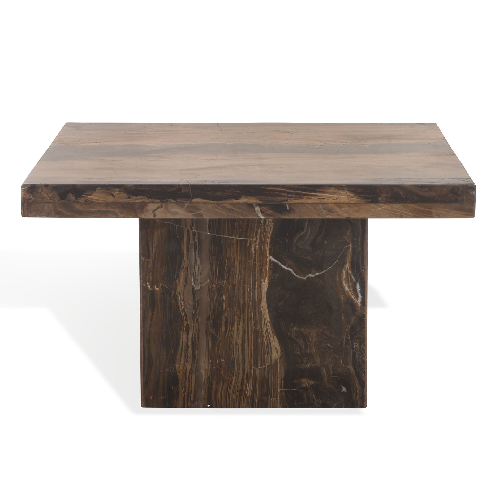 Pristina Tall Square Marble Accent Table, Brown, 12" H x 21" W x 21" D