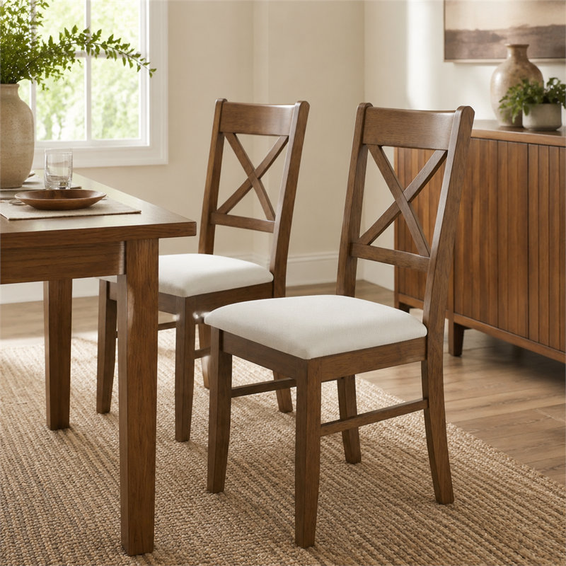 Ensemble de chaises de salle à manger rembourrées en bois d'hévéa