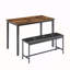 Ensemble de table de salle à manger, tabouret de bar (avec 2 bancs revêtus de polyuréthane), table de salle à manger et chaises de style industriel pour la cuisine, le salon, la salle de réception, brun rustique, L 43,3 po x l 23,6 po x H 29,9 po