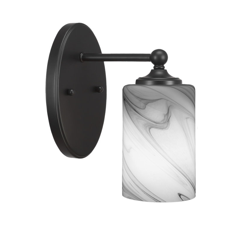 Nevide Wall Sconce Shown With 4" Onyx Swirl Glass, Matte Black