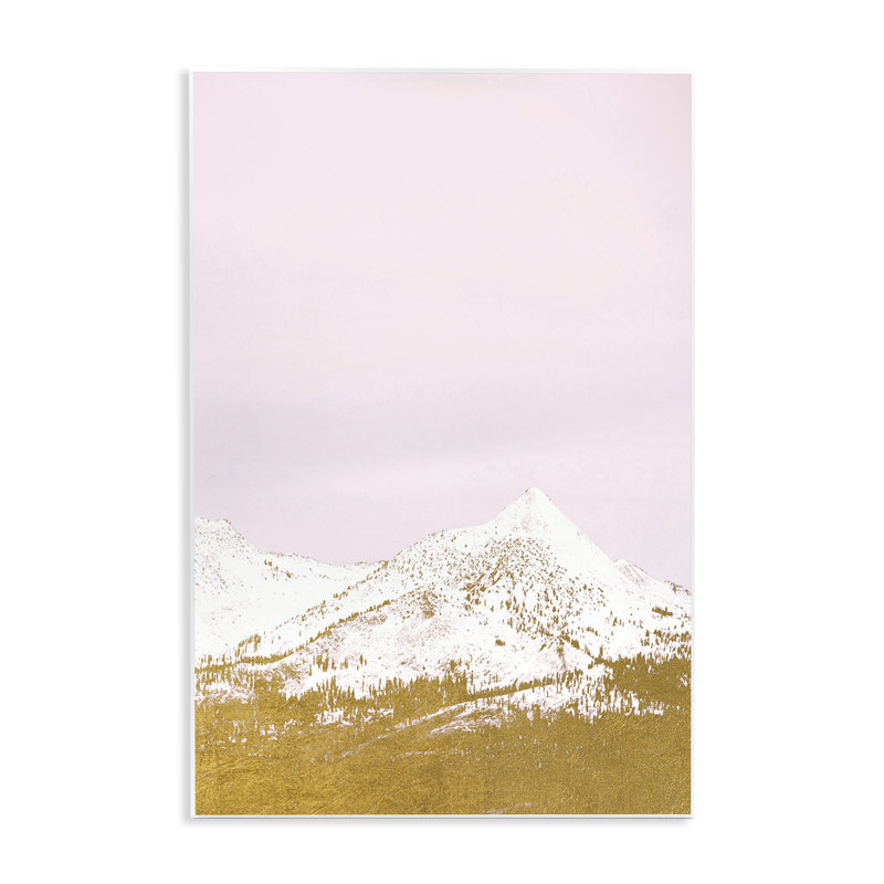 Plaque enneigée de montagne enneigée rose, design par Gemma Bardot, H 15 po x l 10 po