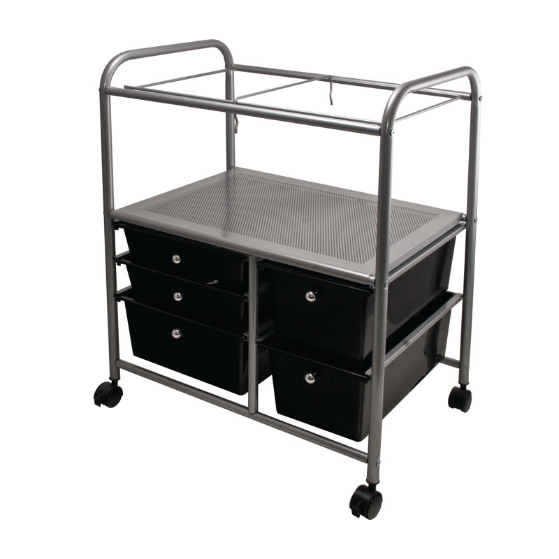Advantus Black and Chrome Mobile File Cart with Five Drawers