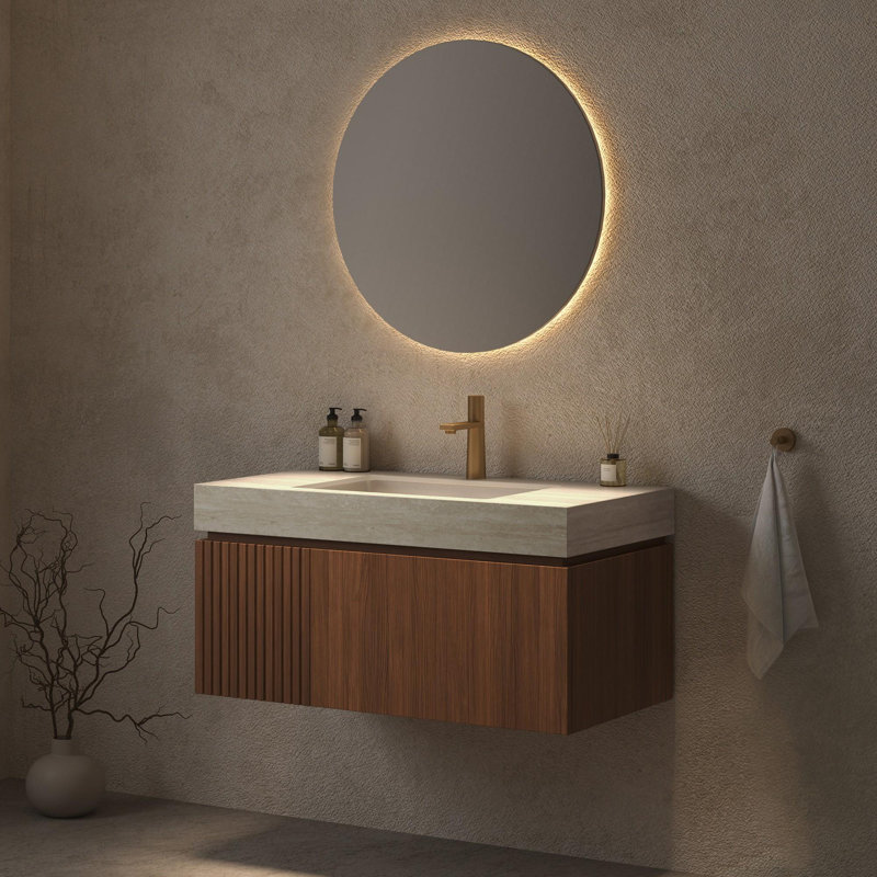 Meuble-lavabo mural simple 36 po avec lavabo, Espresso