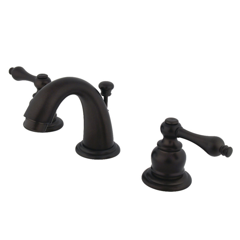 Kingston Brass English Country Two-Handle 3-Hole Deck Mount Widespread Bathroom Faucet with Retail Pop-Up Drain