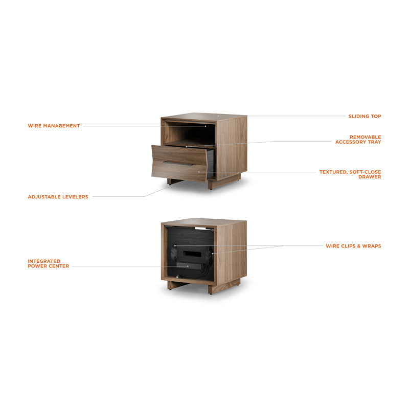 Kava 9681 - 20" Nightstand - Natural Walnut, Natural Walnut
