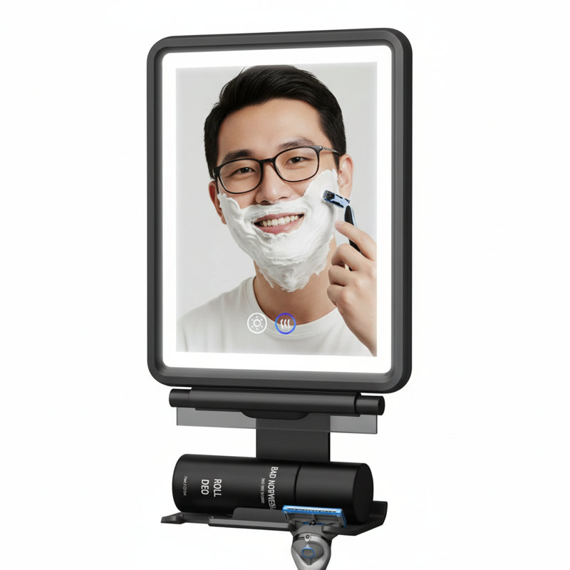 Miroir de douche chauffant sans brouillard pour le rasage, à intensité variable 3 couleurs, rechargeable