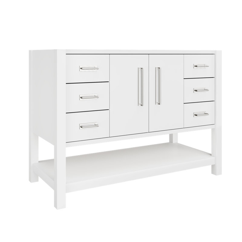 Kiawah Single Extra Wide Bath Vanity, Pure White, Polished Chrome, 48"