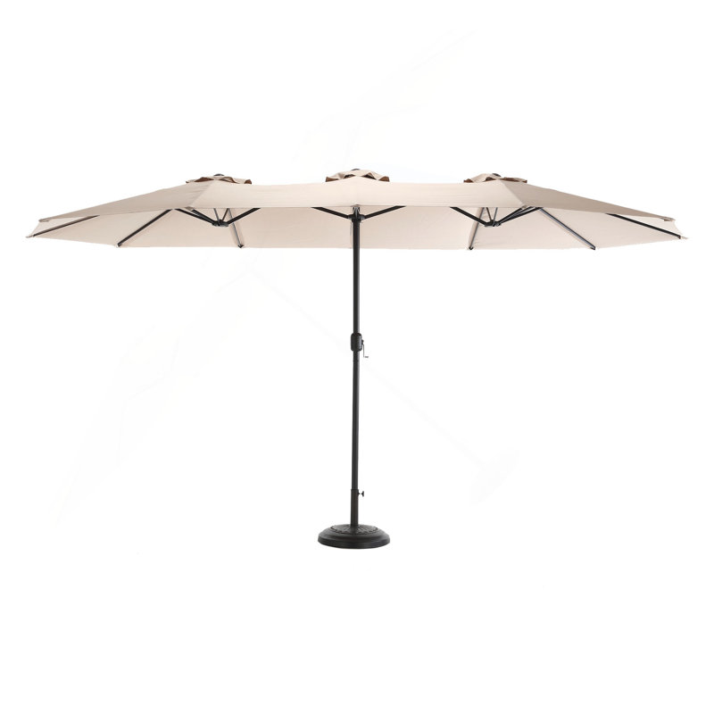 Grand parasol d'extérieur double face 14,8 pi avec manivelle (sans base), Kaki