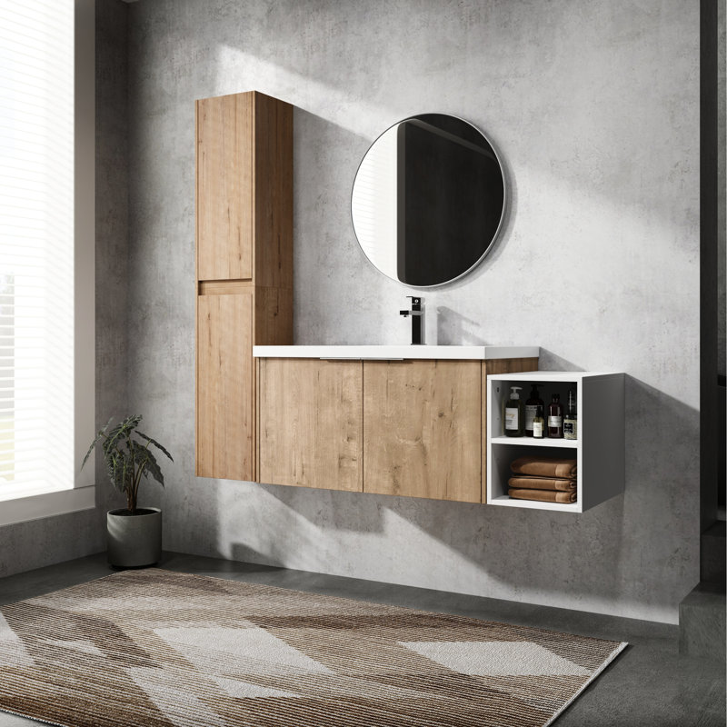 Meuble-lavabo 48 po, lavabo et armoire d'appoint, meuble-lavabo moderne spacieux avec pièces de corrosion, point de vue, 48"