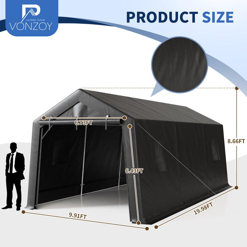 10 Ft.W*20 Ft.D Sharp Pointed Carport