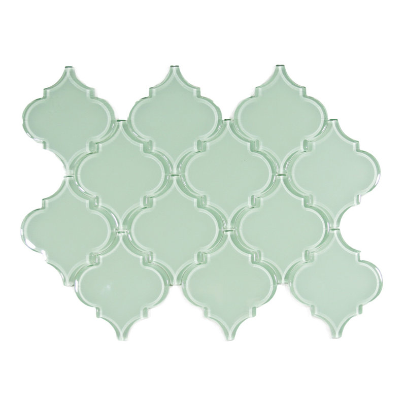 Xenon Arabesque 3" x 3" Glass Mosaic Tile in Surf – Finish for Backsplashes and Walls - 0.9 Sq Ft