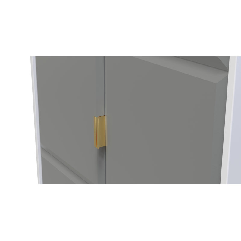 Fully Assembled 3 Door Wardrobe, 197cm H x 74cm W x 53cm D, Shadow Matt/White