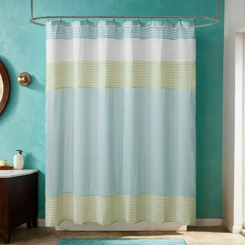 Rideau de douche Aaraon, Blanc / vert