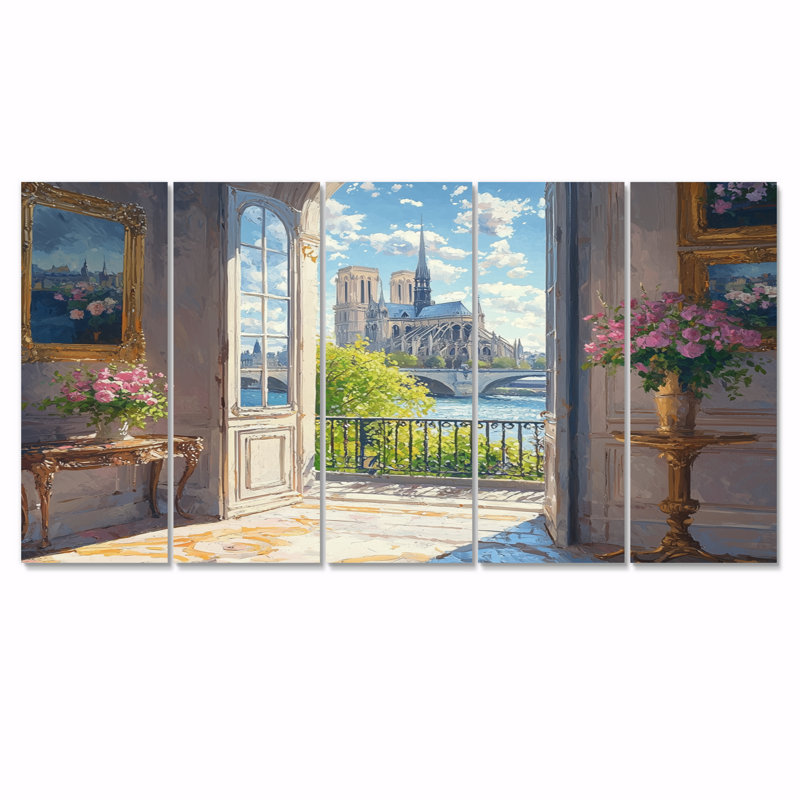 Ensemble de décorations murales roses Parisian Elegance Notre Dame Cathedral - City Paris, H 32 po x l 80 po