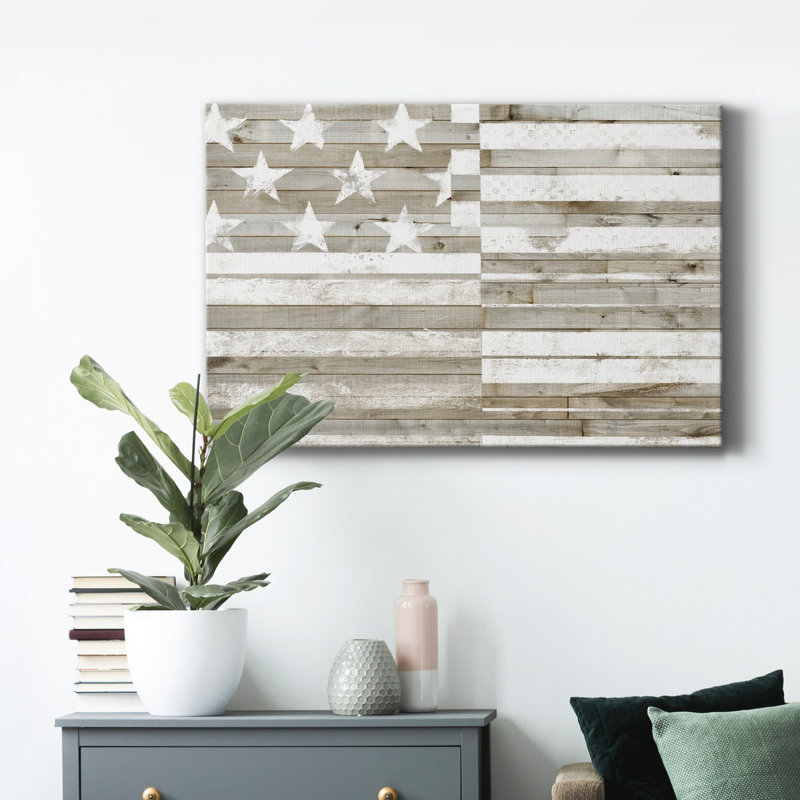 Drapeau américain - reproduction sur toile tendue, H 27 po x l 18 po x P 1 po